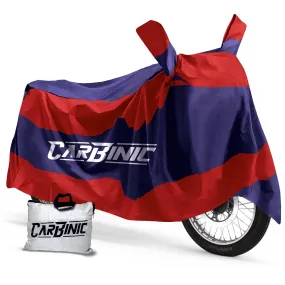 CARBINIC Water Resistant Bike Cover | Enfield Classic Kawaski Ninja KTM Suzuki Benelli | Two Wheeler Bike Cover | Dustproof Bike Accessories | UV Proof Scratchproof & Mirror Pocket | Blue & Red