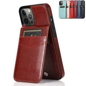 Card Slot Wallet Vertical Leather Shockproof Phone Case Black for iPhone 12promax 6.7