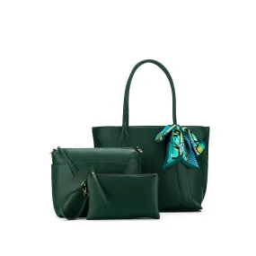 Carolyn Dark Green 3 Piece Handbag Set