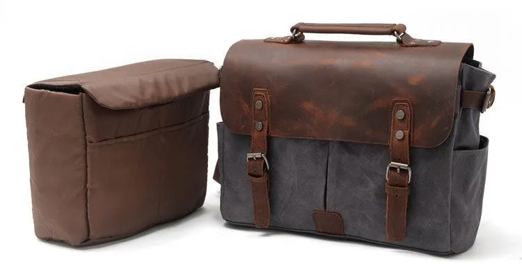 Casual Canvas Travel Messenger Bag-Dark Grey