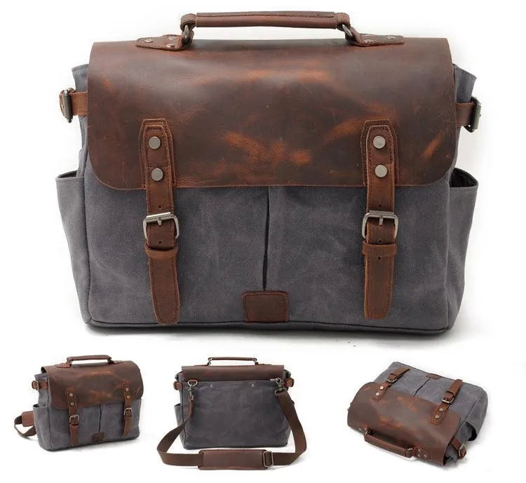 Casual Canvas Travel Messenger Bag-Dark Grey