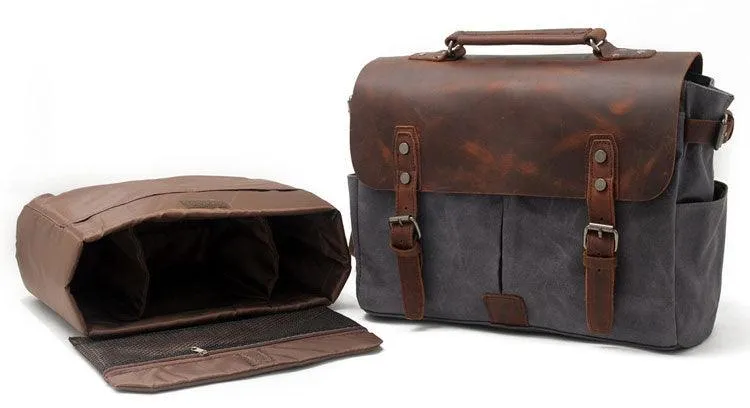 Casual Canvas Travel Messenger Bag-Dark Grey