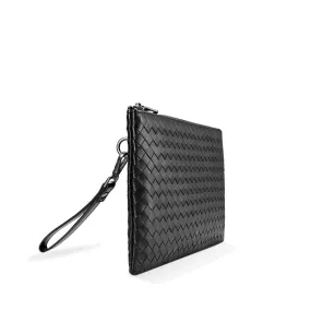 Clutch Bag Black Woven Sheepskin Leather Case - Fenris