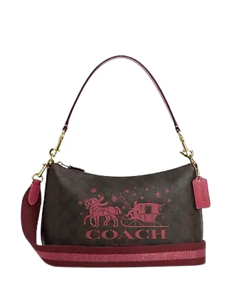 Coach Clara Shoulder Bag In Signature Canvas With Horse And Sleigh