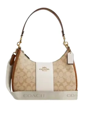 Coach Teri Hobo In Signature Canvas With Stripe