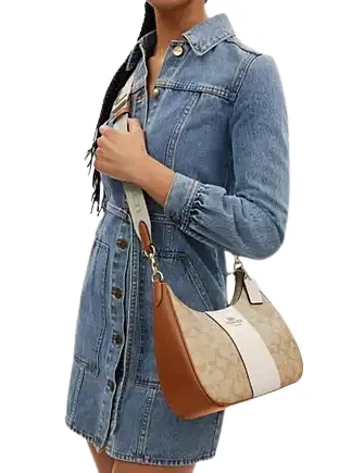 Coach Teri Hobo In Signature Canvas With Stripe