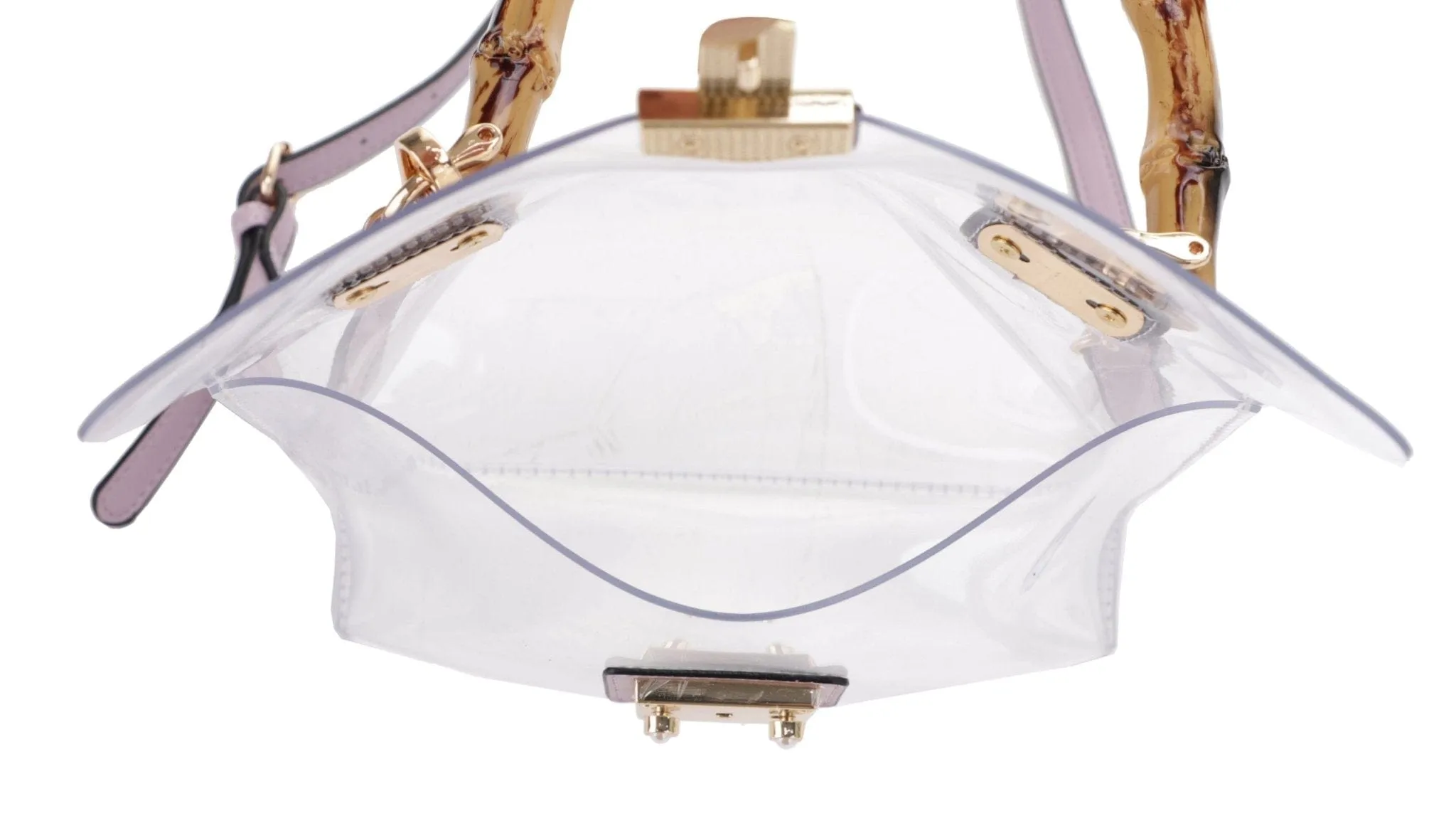 CR20412 Viviana Bamboo Handle Clear Satchel Crossbody With Pouch