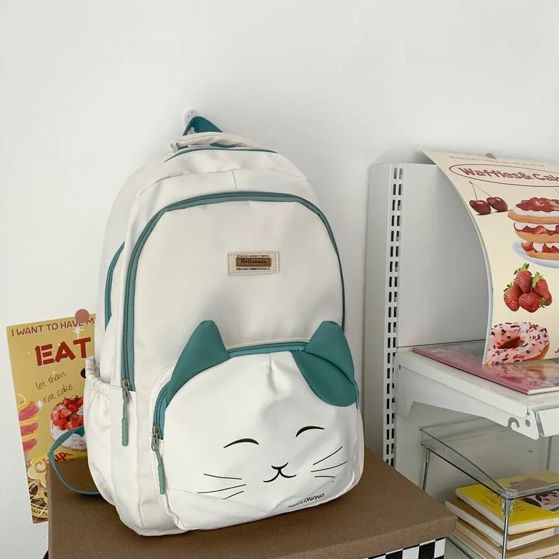 Cute Japanese Cat Face School Backpack