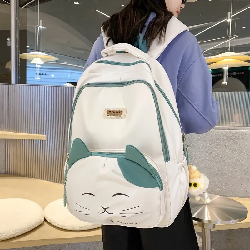 Cute Japanese Cat Face School Backpack