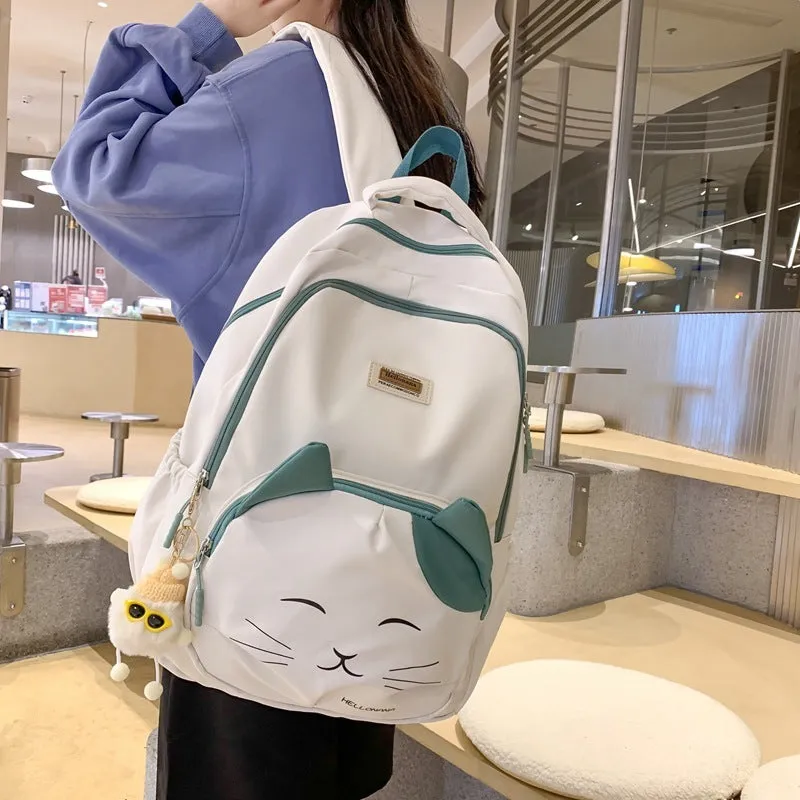 Cute Japanese Cat Face School Backpack