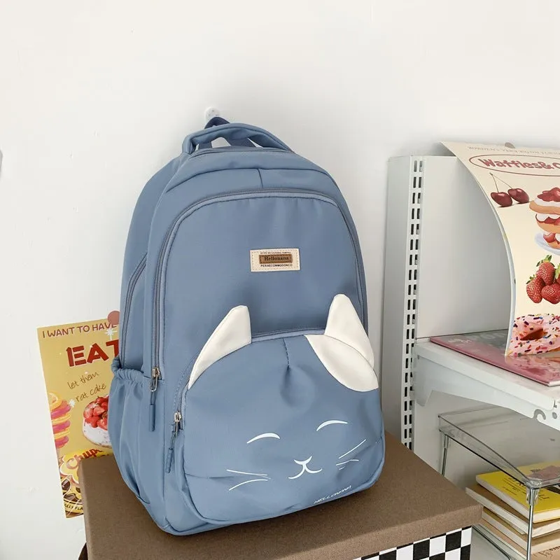 Cute Japanese Cat Face School Backpack