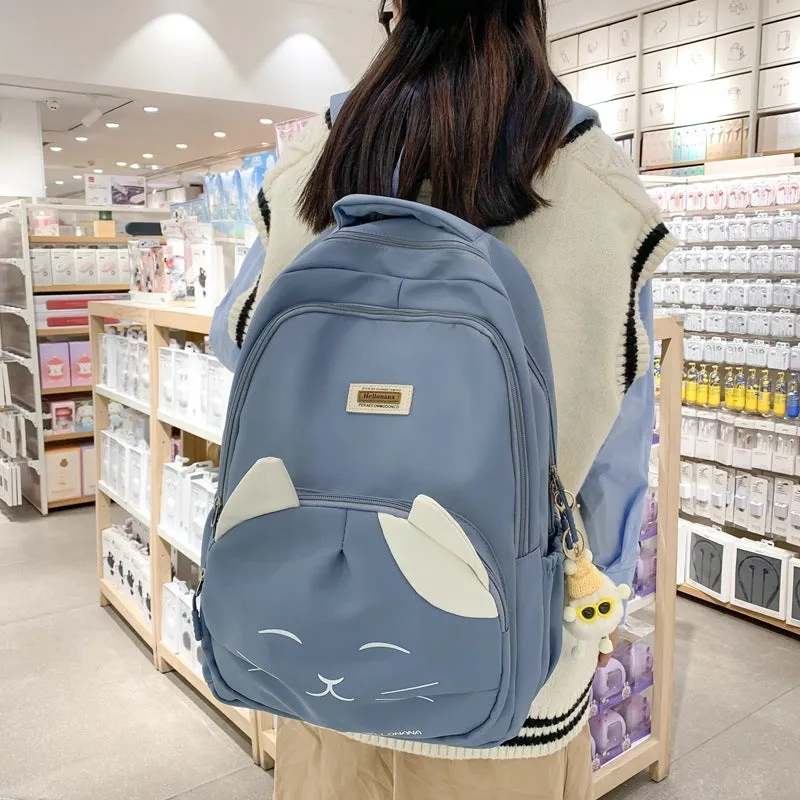 Cute Japanese Cat Face School Backpack