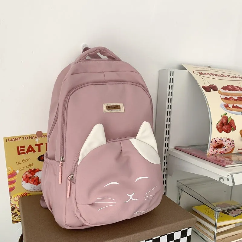 Cute Japanese Cat Face School Backpack