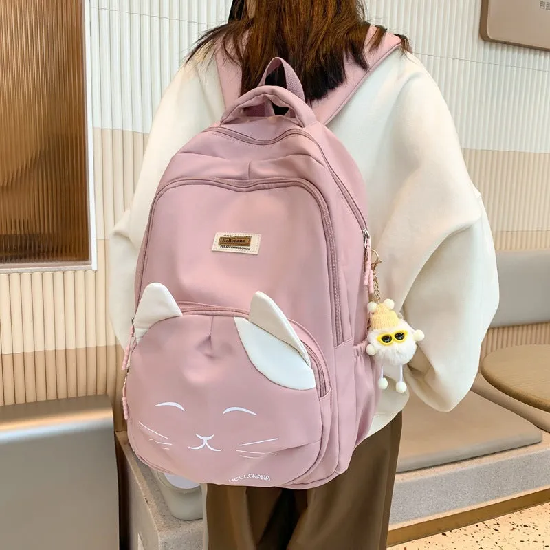 Cute Japanese Cat Face School Backpack