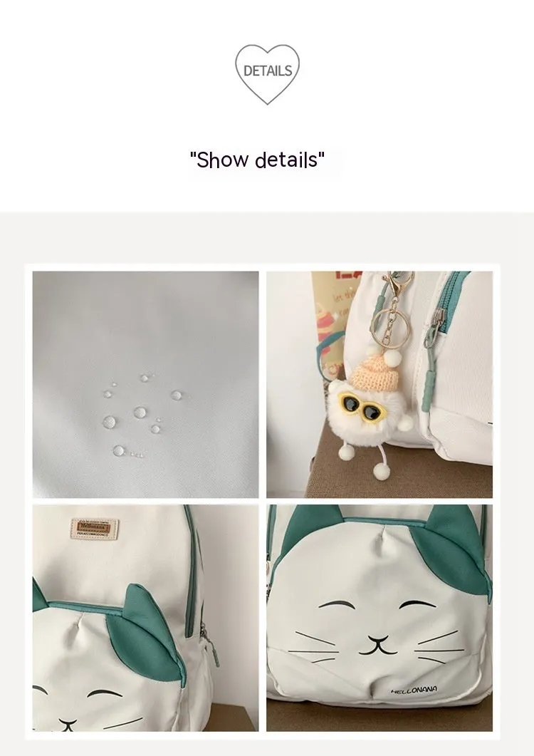 Cute Japanese Cat Face School Backpack