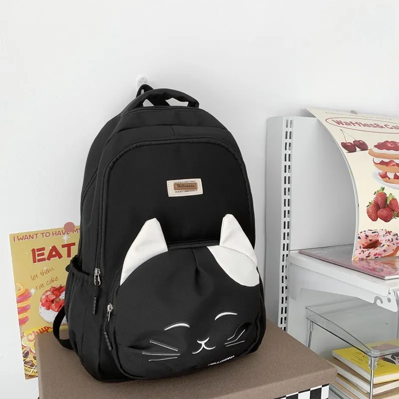 Cute Japanese Cat Face School Backpack