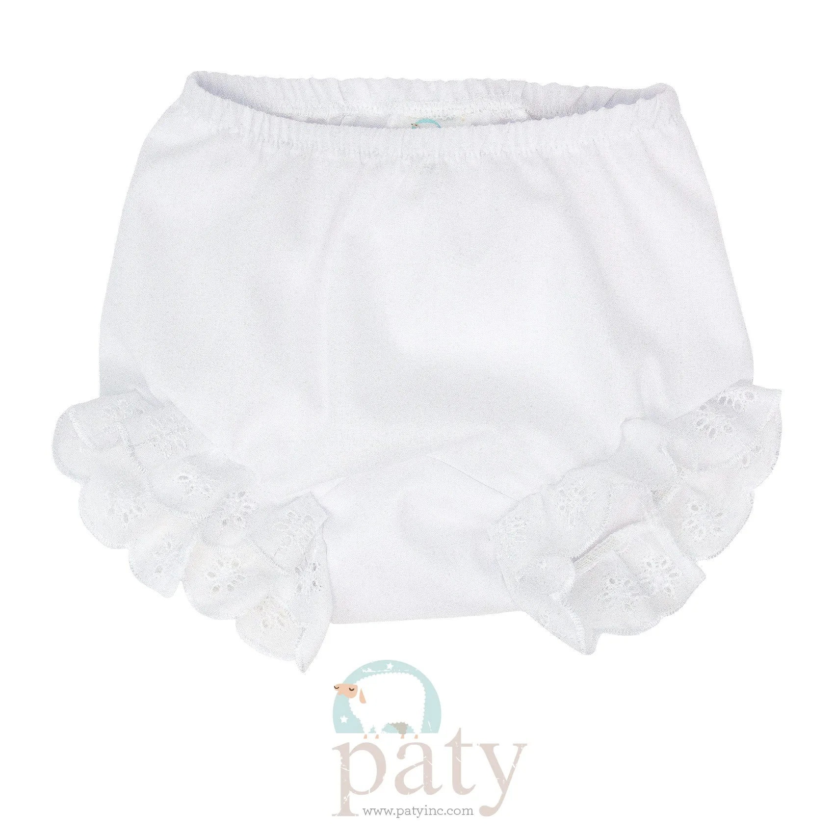 Diaper Cover with Eyelet - White