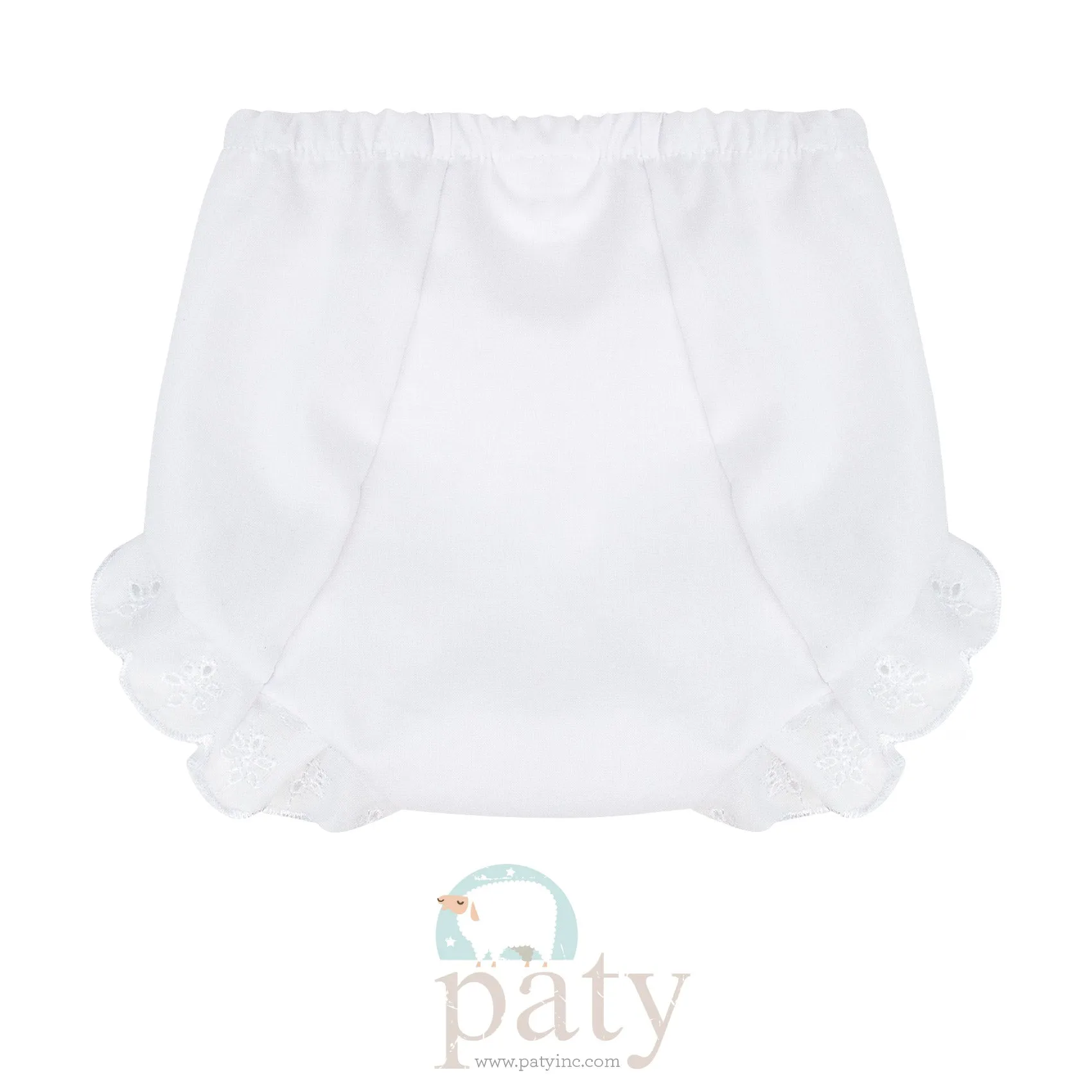 Diaper Cover with Eyelet - White