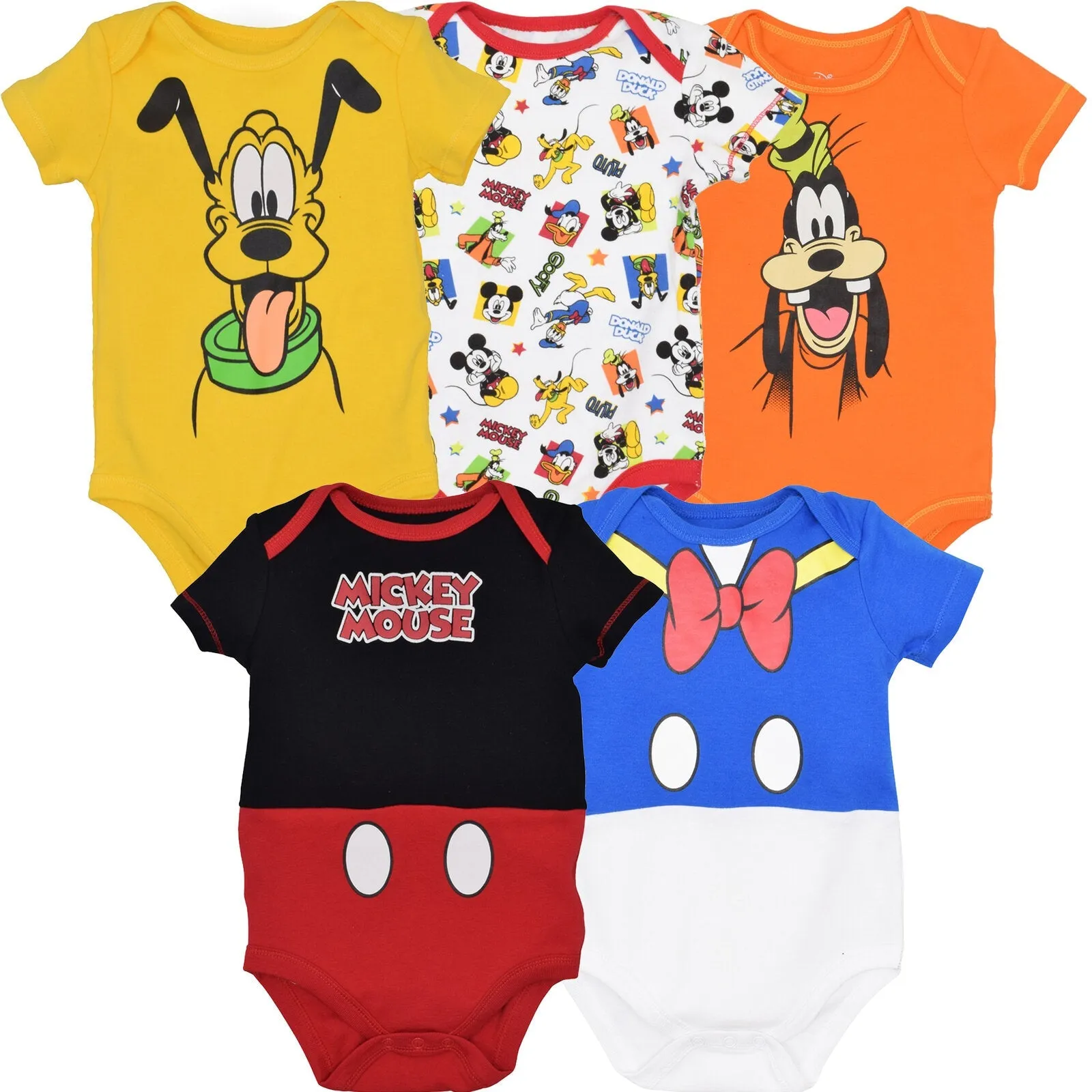 Disney Mickey Mouse 5 Pack Cuddly Bodysuits