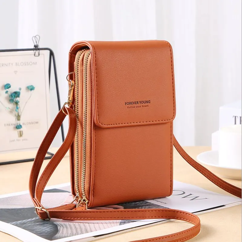 Elegant crossbody phone bag with touch screen