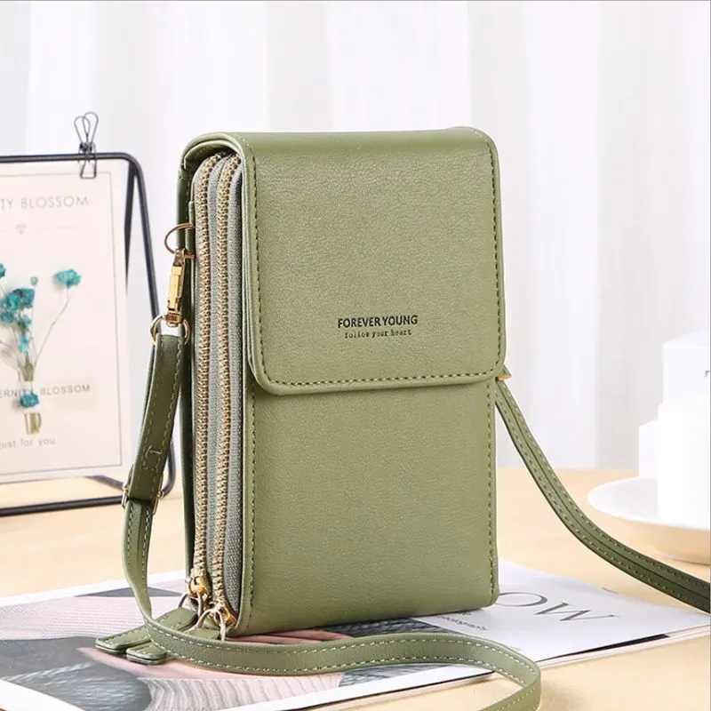 Elegant crossbody phone bag with touch screen