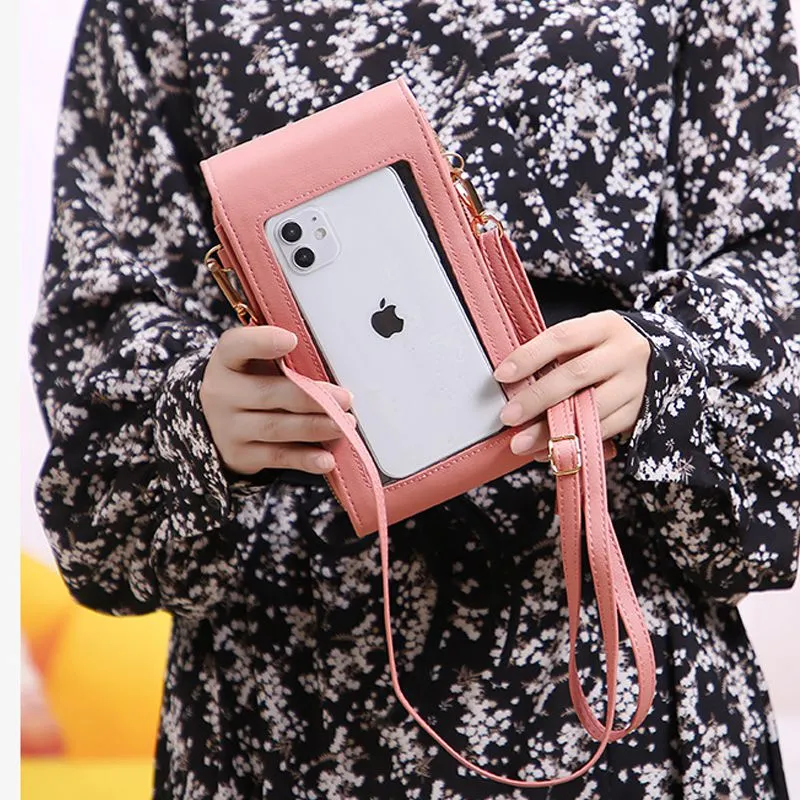 Elegant crossbody phone bag with touch screen