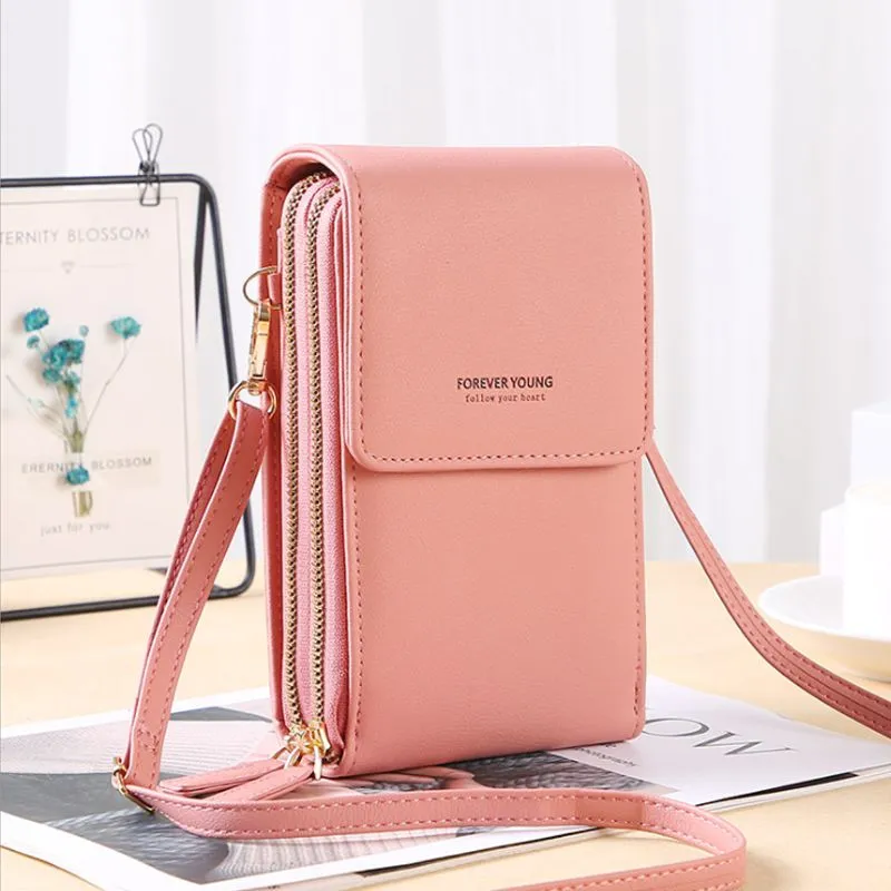 Elegant crossbody phone bag with touch screen