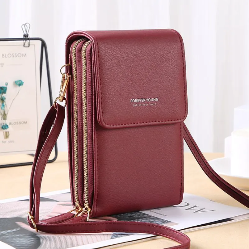 Elegant crossbody phone bag with touch screen