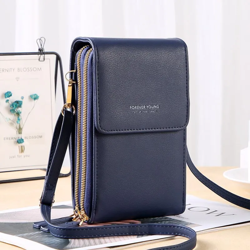 Elegant crossbody phone bag with touch screen