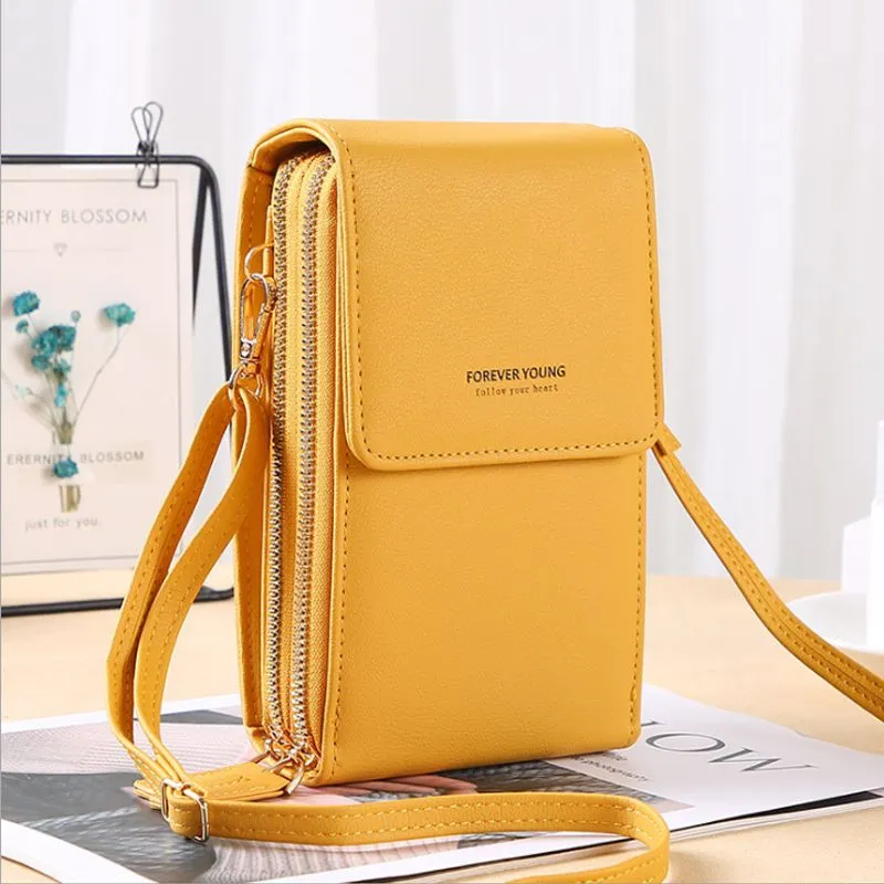 Elegant crossbody phone bag with touch screen