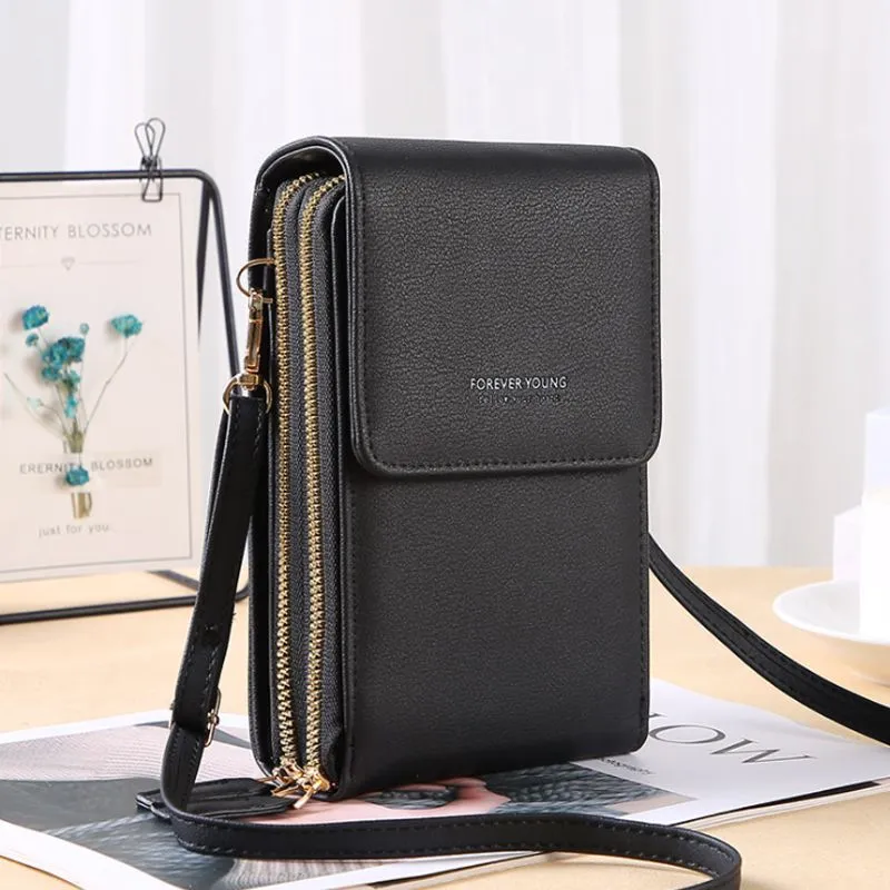 Elegant crossbody phone bag with touch screen