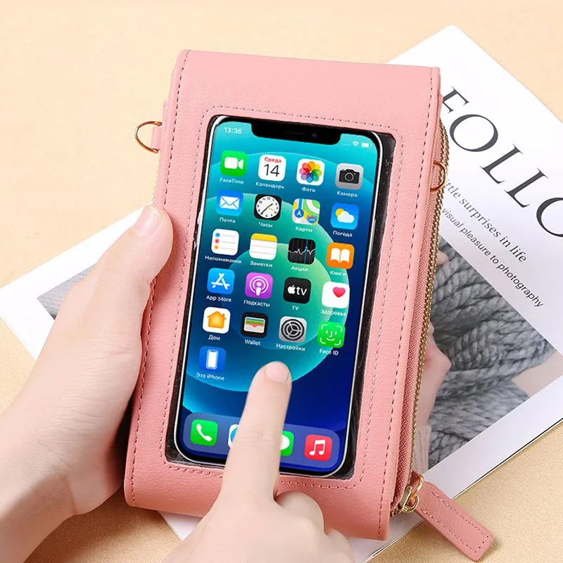 Elegant crossbody phone bag with touch screen