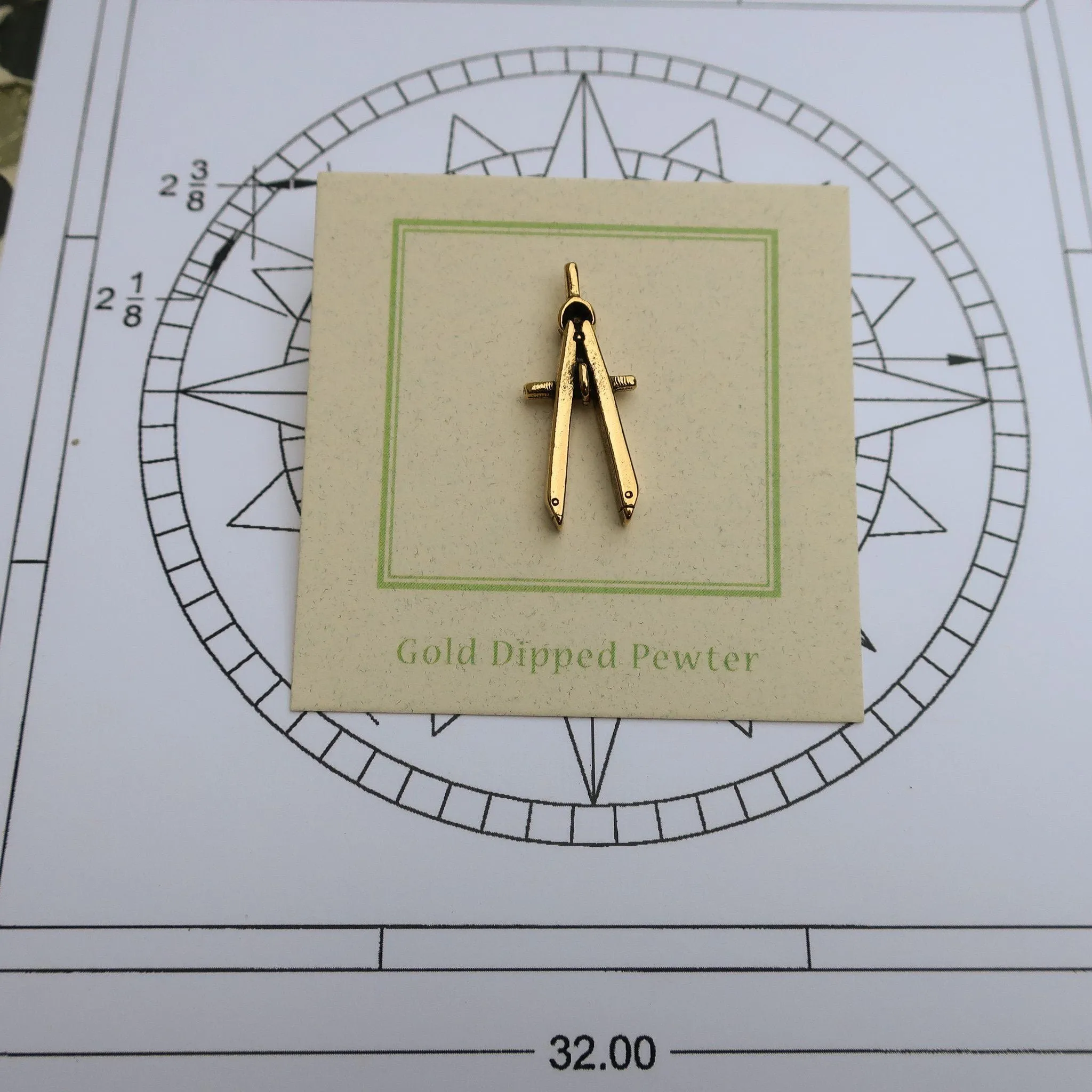 Engineering Compass Gold Lapel Pin