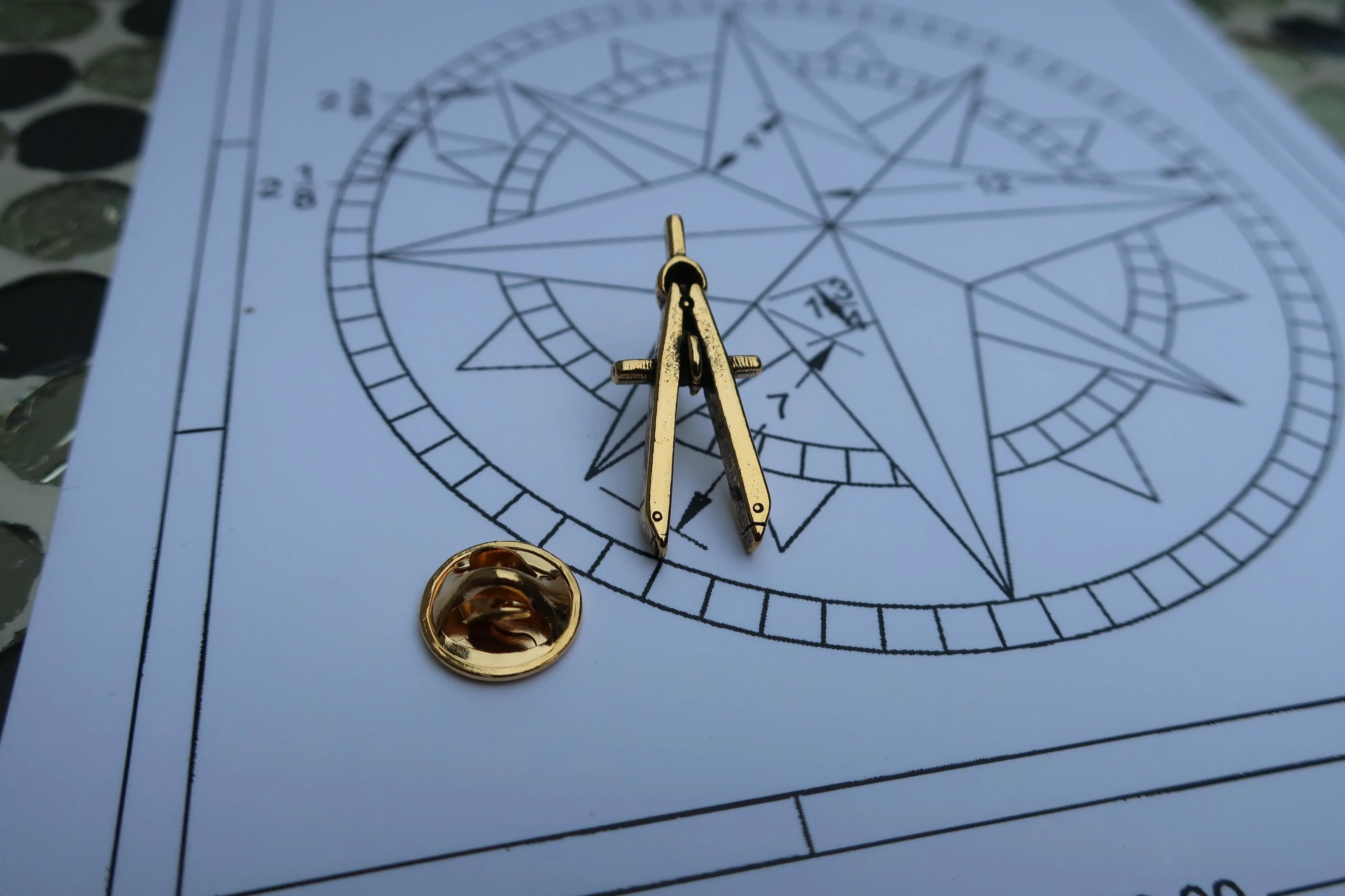 Engineering Compass Gold Lapel Pin