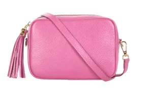 Fabucci Candy Pink Leather Crossbody Bag