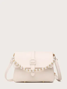 Faux Pearl Decor Crossbody Bag