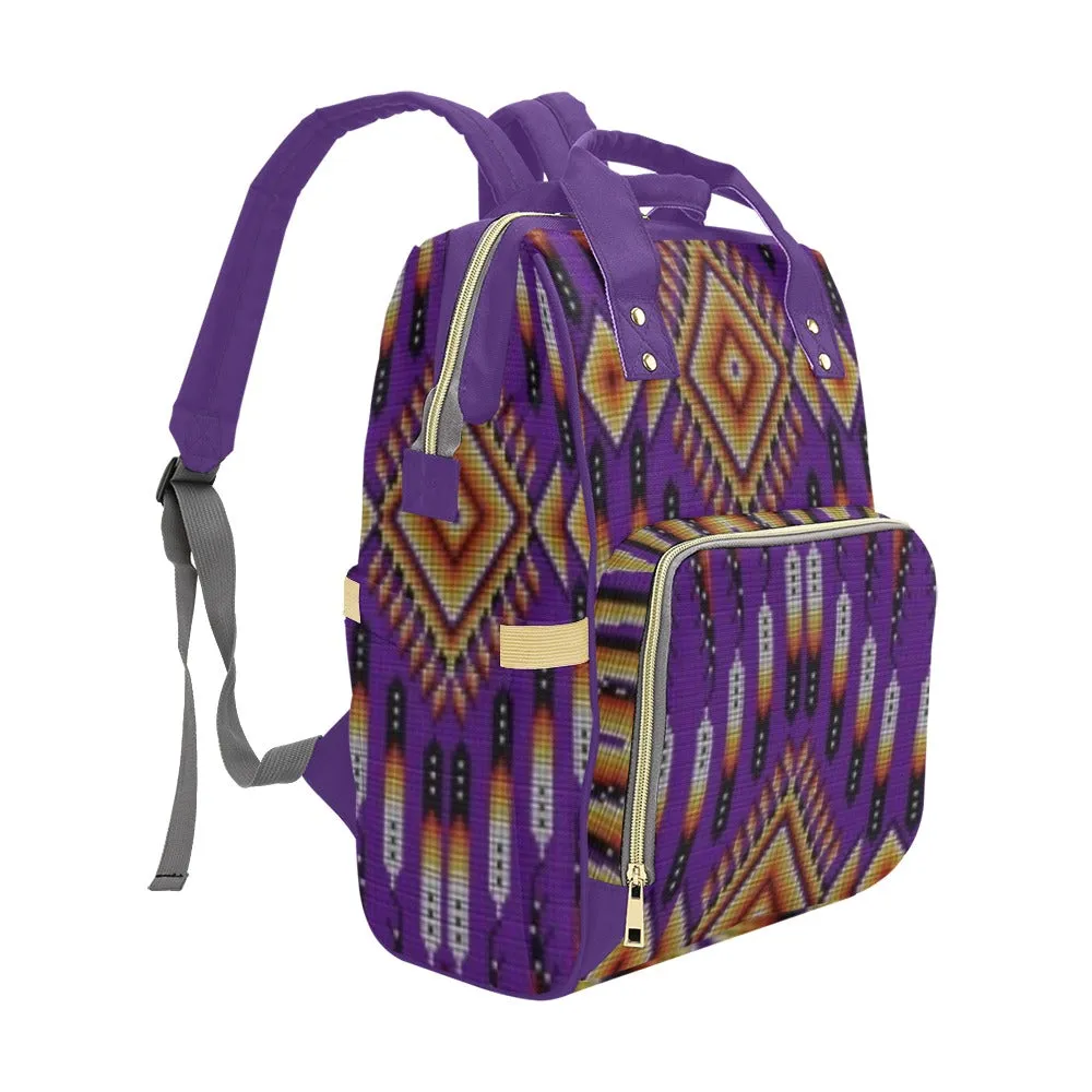 Fire Feather Purple Multi-Function Diaper Backpack/Diaper Bag