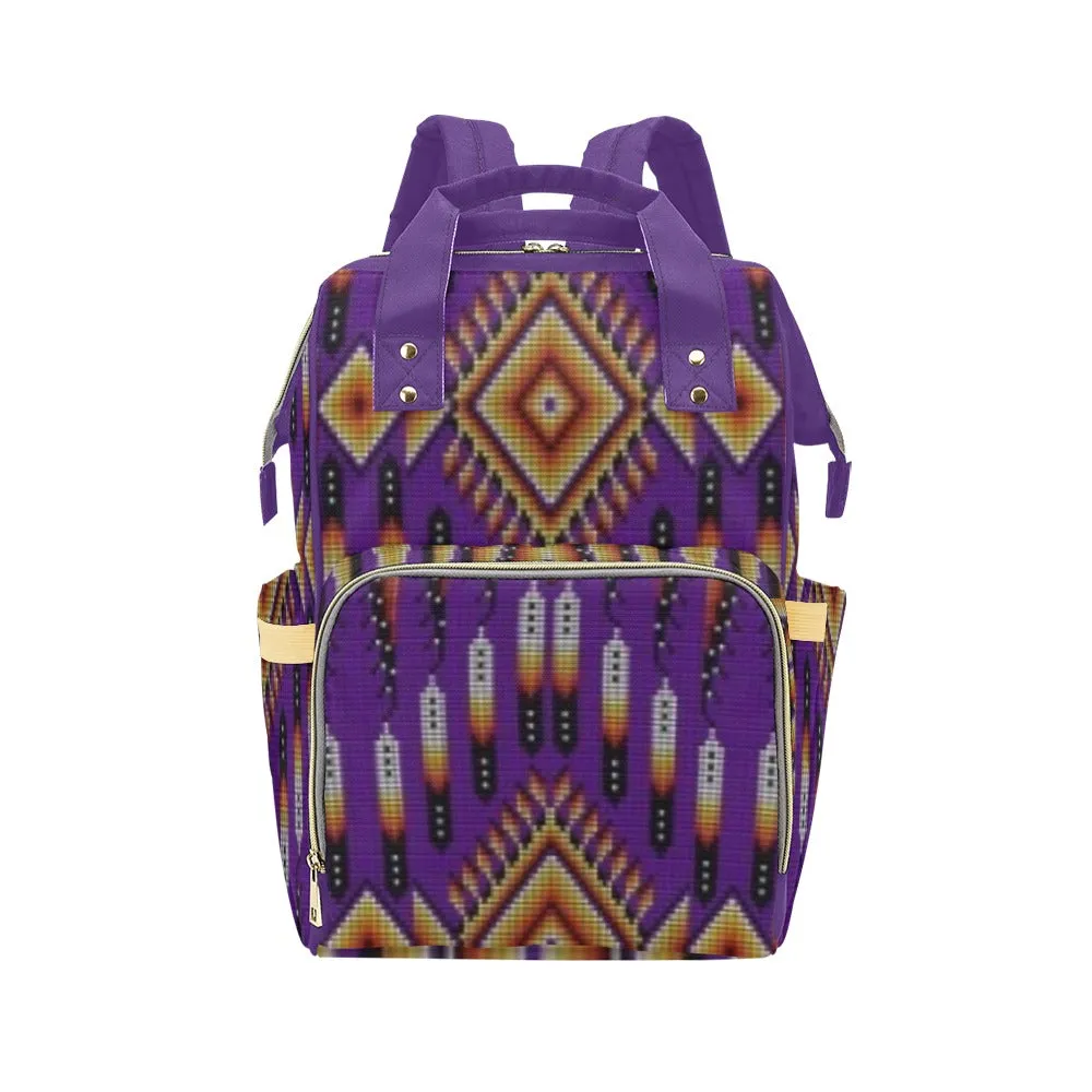 Fire Feather Purple Multi-Function Diaper Backpack/Diaper Bag