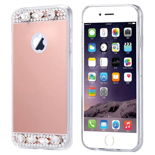 For iPhone 5S 6 7 Case Glitter Mirror Phone Bag Cases For iPhone 7 6 6s Plus 5S 5 SE Luxury Diamond Case For Girls Women Cover