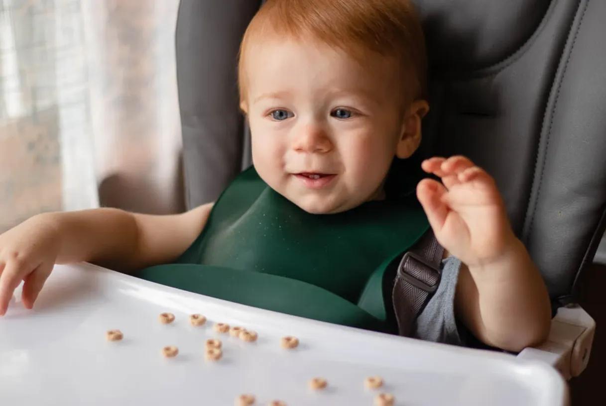 Forest Green Silicone Bib with Crumb Catcher