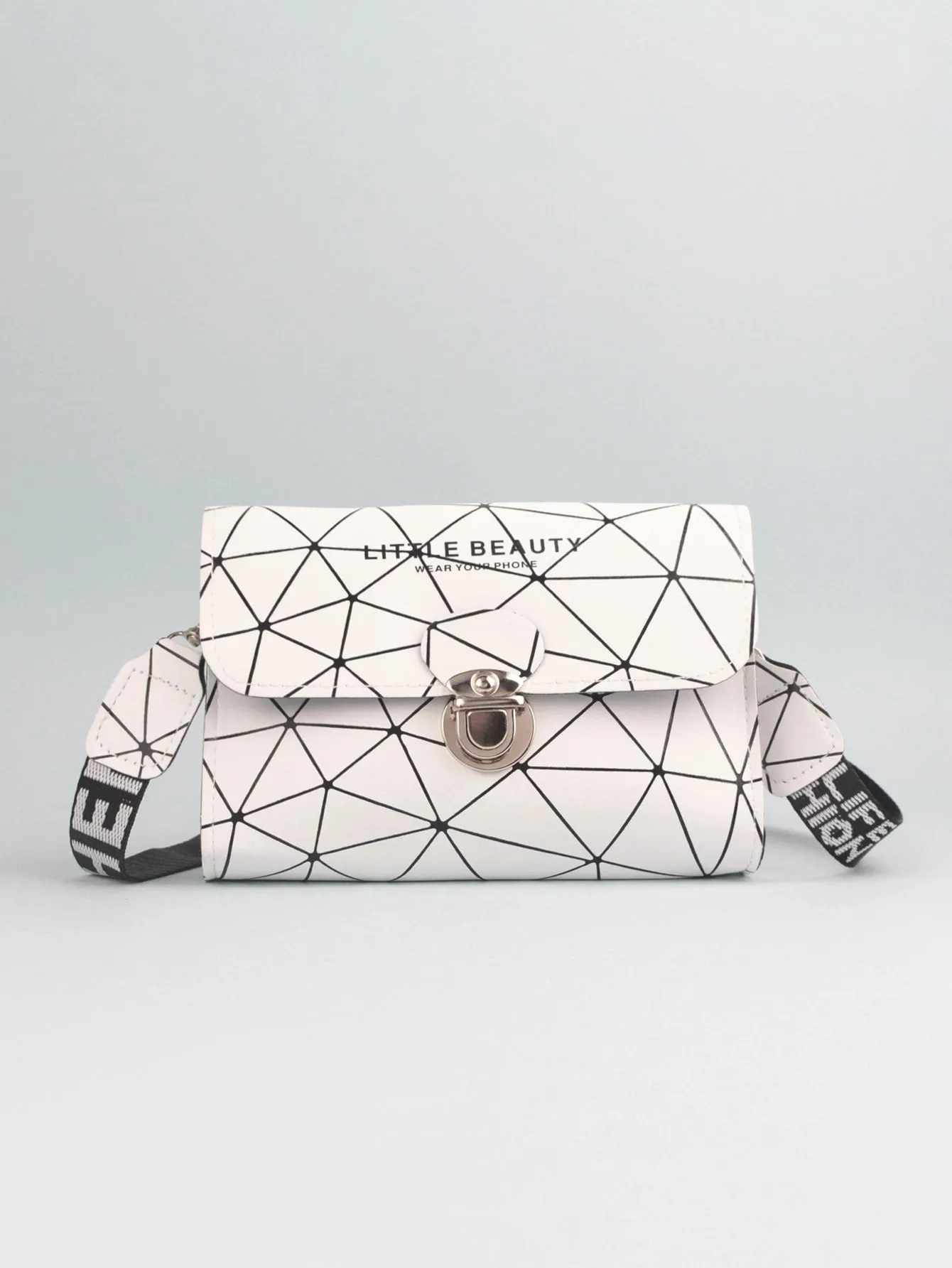 Geometric Graphic Push Lock Crossbody Bag