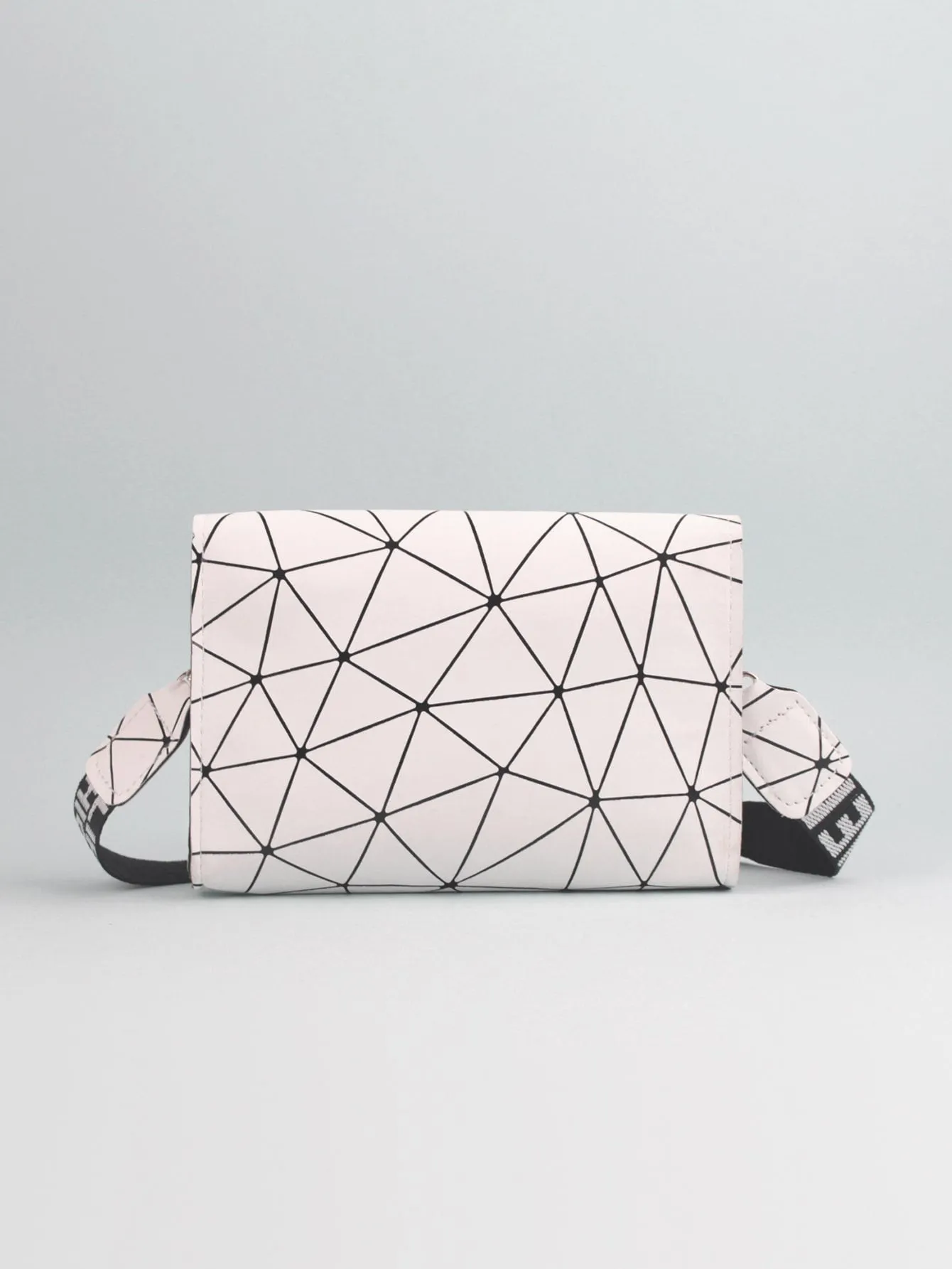 Geometric Graphic Push Lock Crossbody Bag