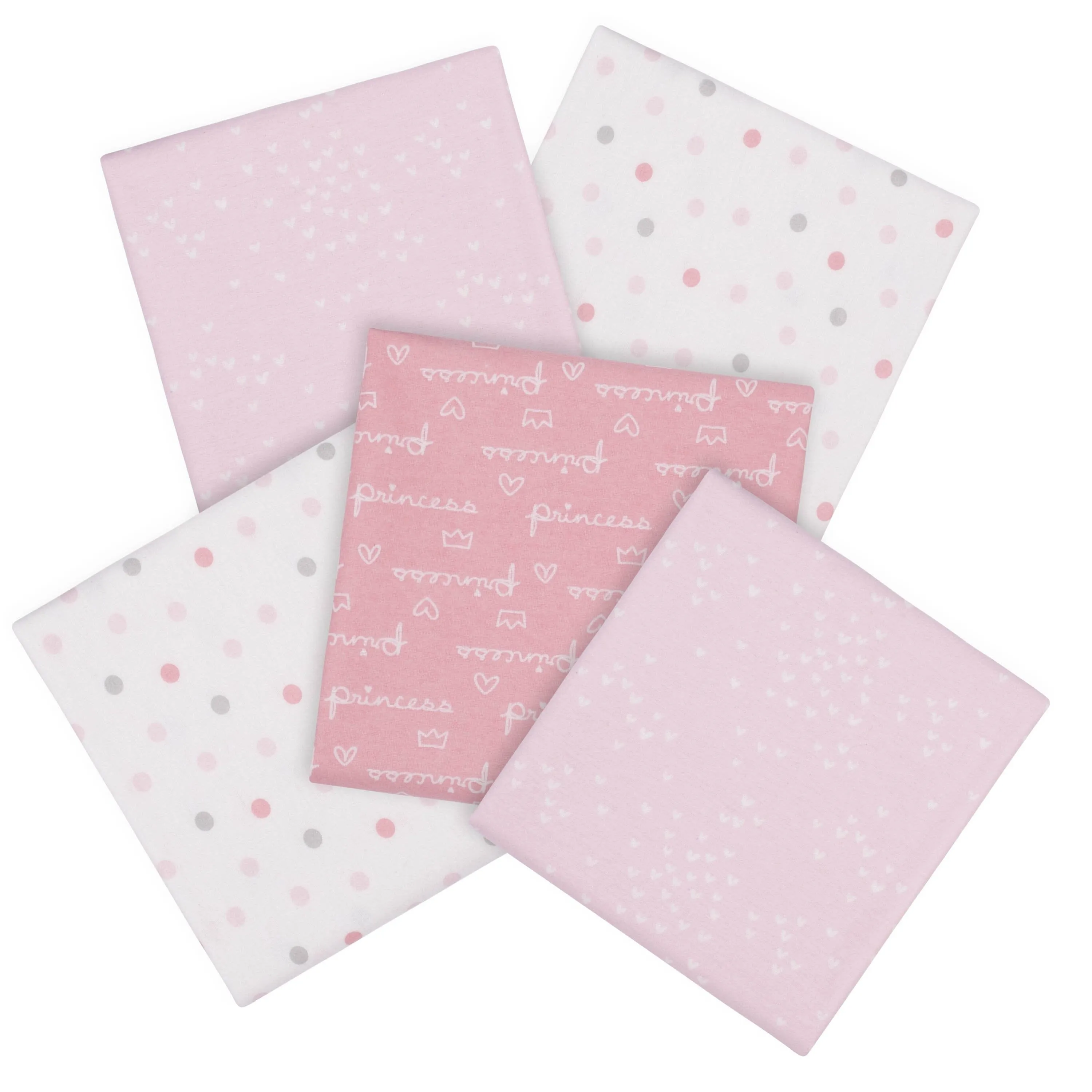 Gerber 5-Pack Baby Girls Pink Princess Flannel Blankets