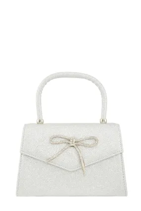 GLITTER BAG WITH RHINESTONE BOW