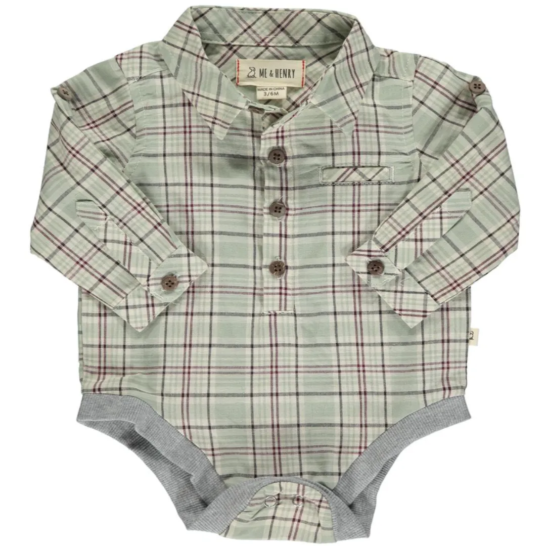 Green Plaid Jasper Woven Onesie