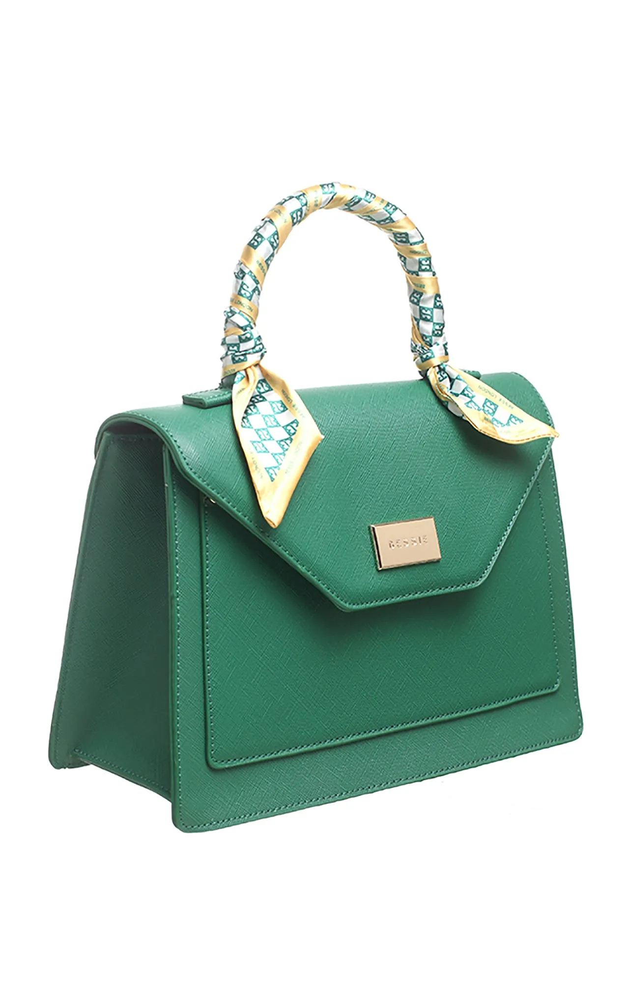 Green Scarf Flap Over Bag - Bessie London