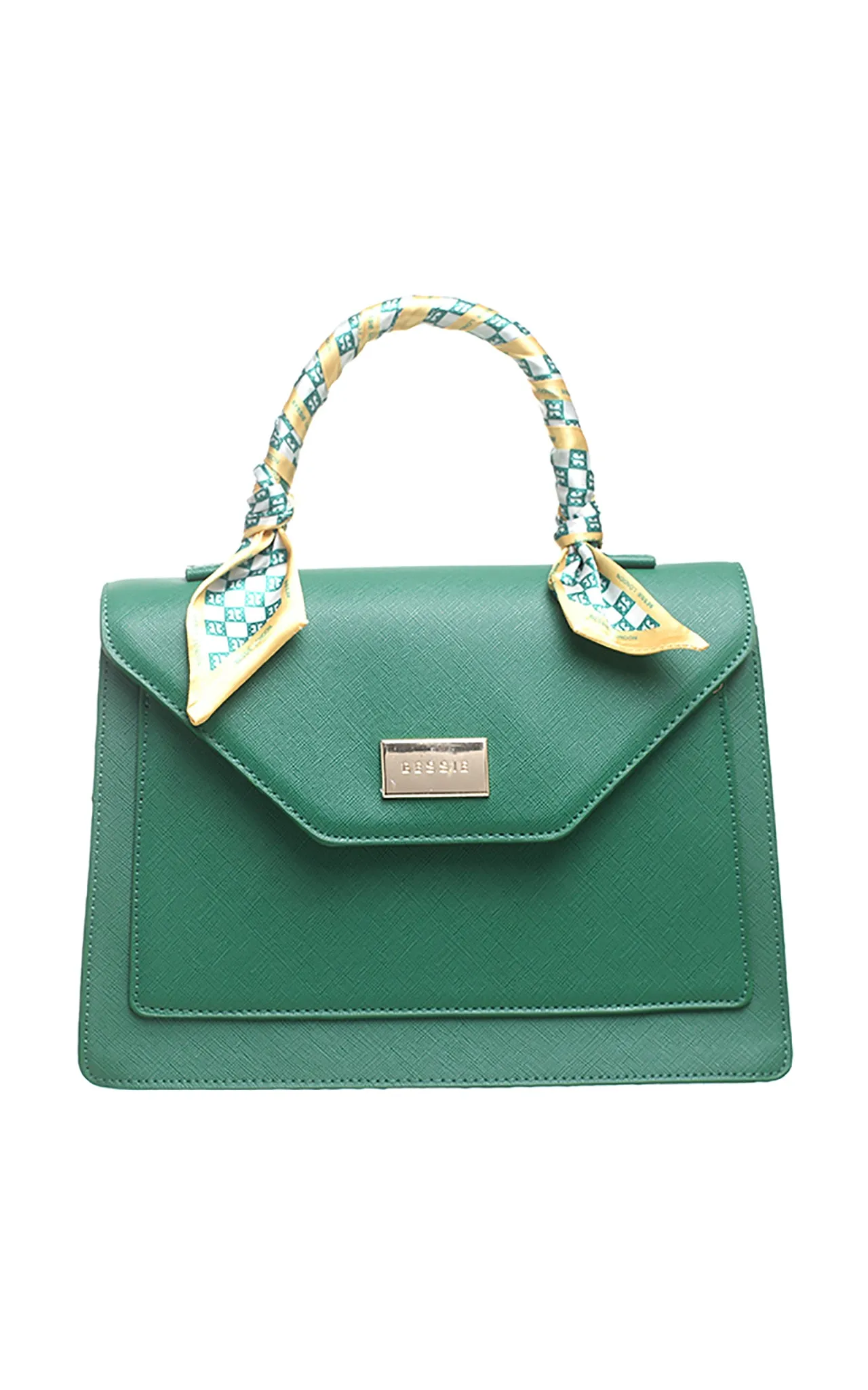 Green Scarf Flap Over Bag - Bessie London