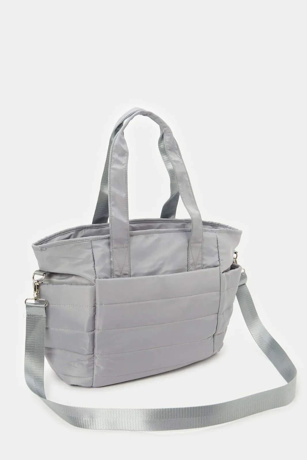 Grey Textured Diaper Bag