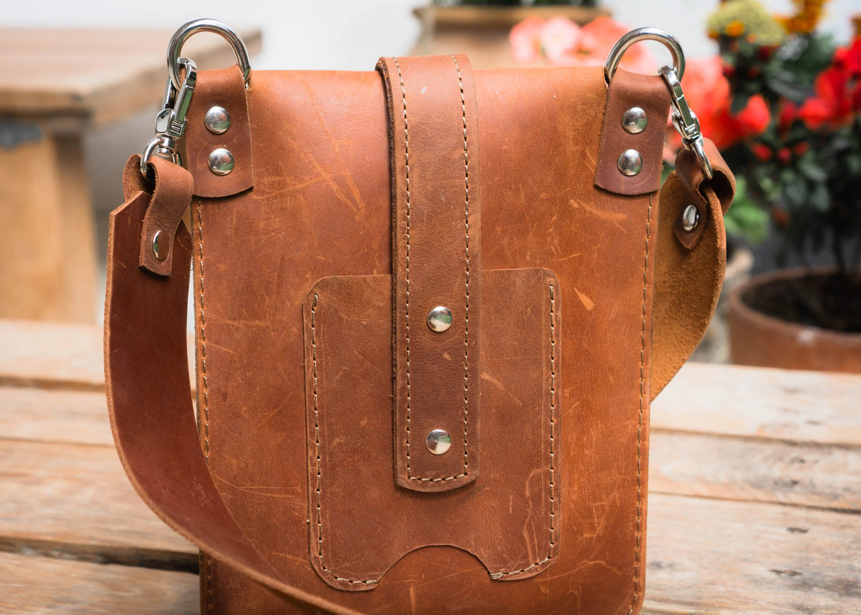 Handcrafted Crossbody Leather Bag for Women with Wide Strap - Fashion Racing