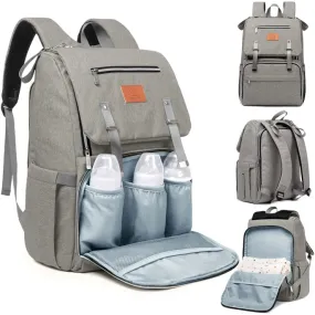 KeaBabies Explorer Diaper Bag Backpack (Classic Gray)